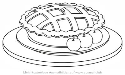 Apfelkuchen Ausmalbild mit Äpfeln