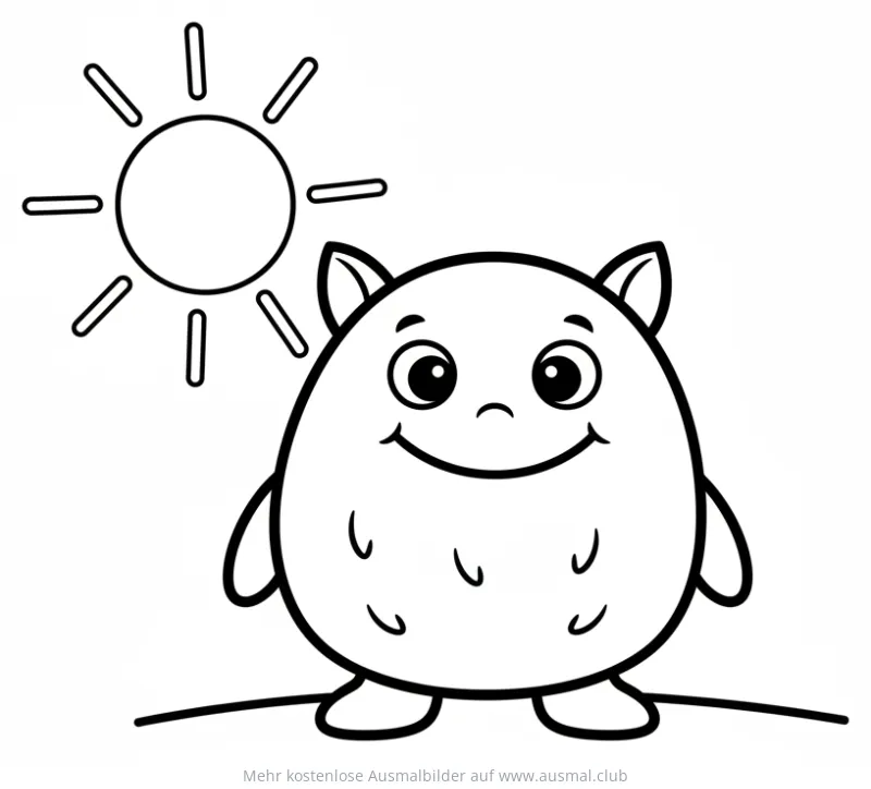 Freundliches Monster unter der Sonne Ausmalbild