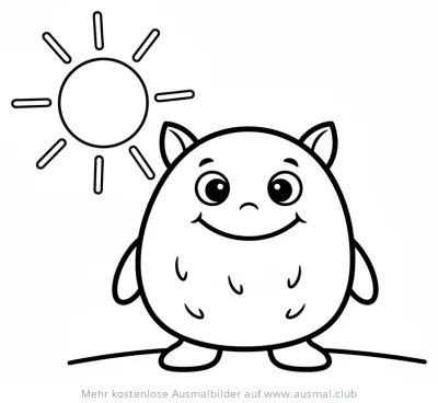 Freundliches Monster unter der Sonne Ausmalbild