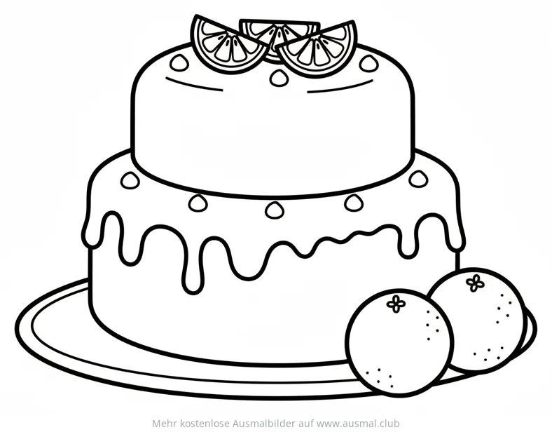 Zweistöckiger Orangenkuchen Ausmalbild