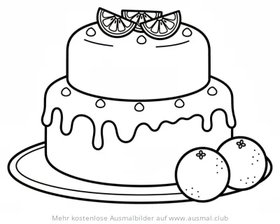 Zweistöckiger Orangenkuchen Ausmalbild