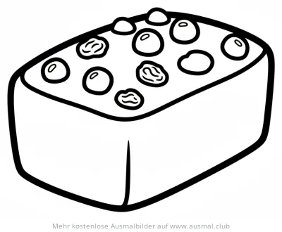 Früchtekuchen Ausmalbild mit Früchten und Rosinen
