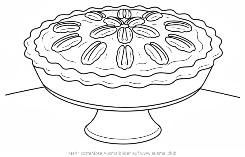 Pekannusstorte Ausmalbild auf Tortenständer