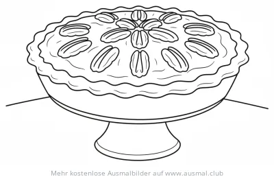 Pekannusstorte Ausmalbild auf Tortenständer