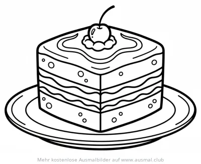 Biskuitboden Ausmalbild mit Kirsche auf Teller