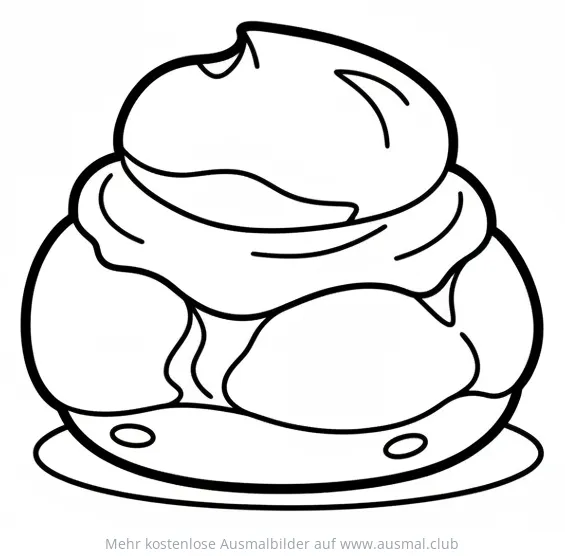 Windbeutel mit Sahne Ausmalbild