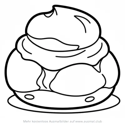 Windbeutel mit Sahne Ausmalbild