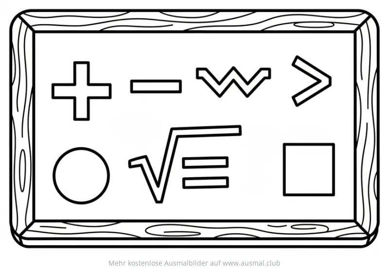 Schultafel mit Mathe Zeichen Ausmalbild