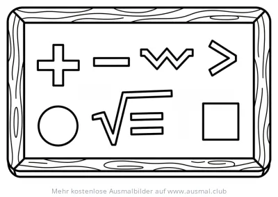 Schultafel mit Mathe Zeichen Ausmalbild