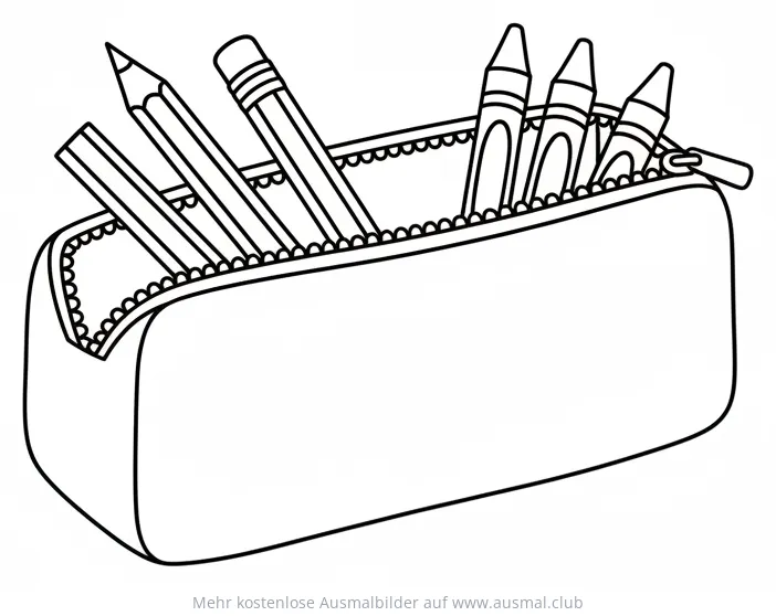 Federmäppchen mit Stiften und Buntstiften Ausmalbild