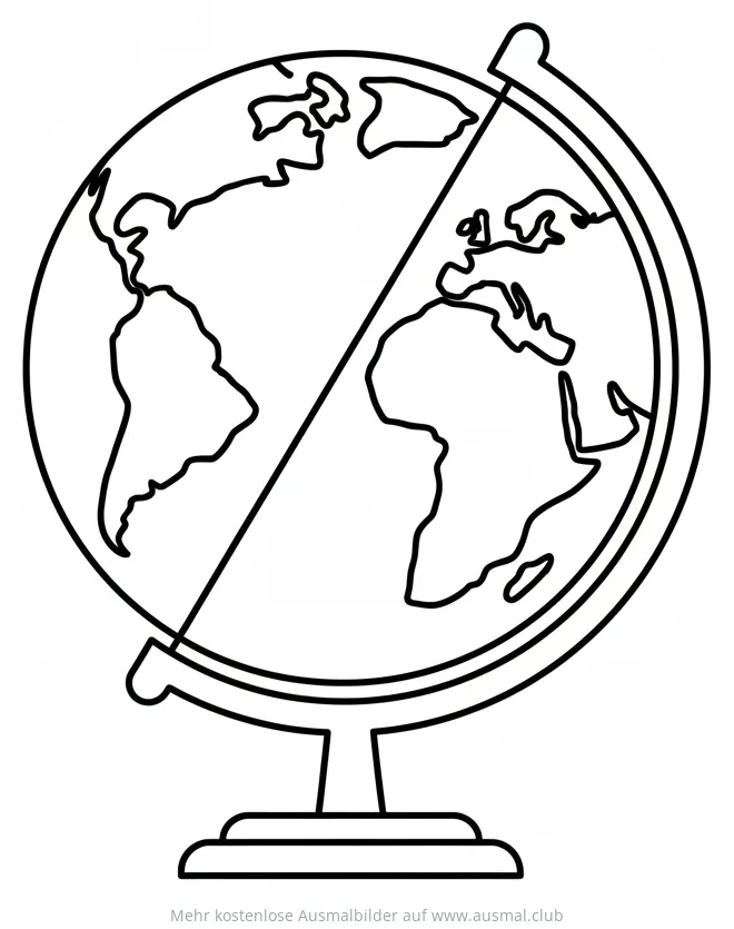 Globus Ausmalbild mit Kontinenten