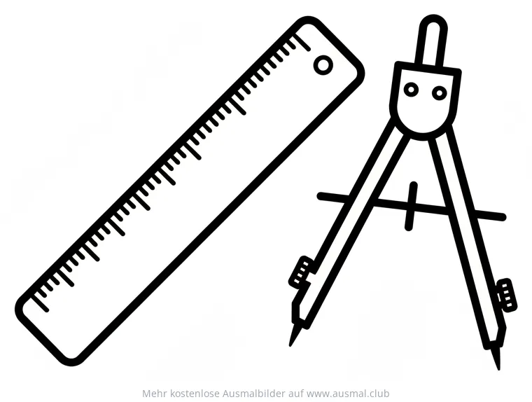 Lineal und Zirkel Ausmalbild