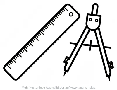 Lineal und Zirkel Ausmalbild