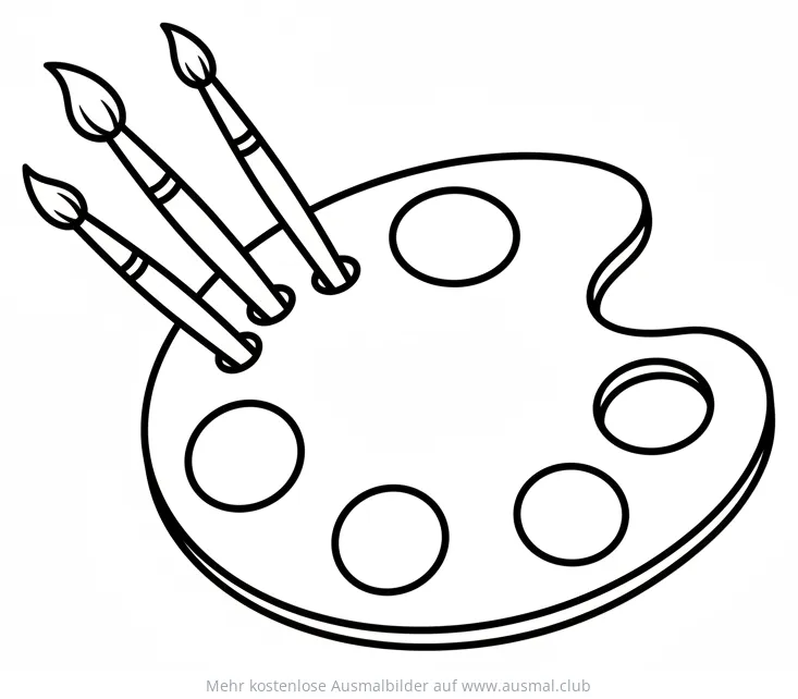 Farbpalette mit Pinseln Ausmalbild