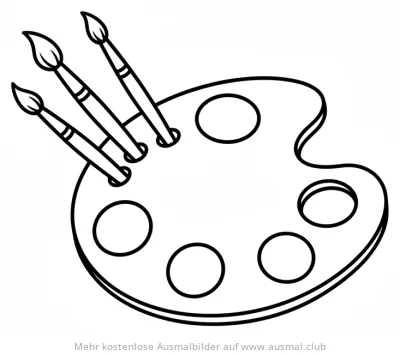 Farbpalette mit Pinseln Ausmalbild