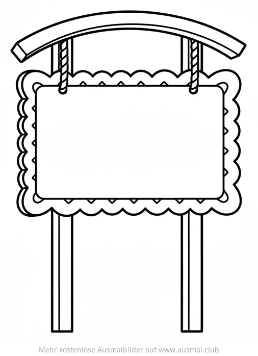 Leeres Schild Ausmalbild mit Rahmen und Aufhängung