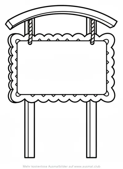 Leeres Schild Ausmalbild mit Rahmen und Aufhängung