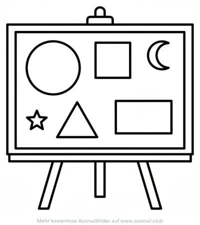 Schultafel mit geometrischen Formen Ausmalbild