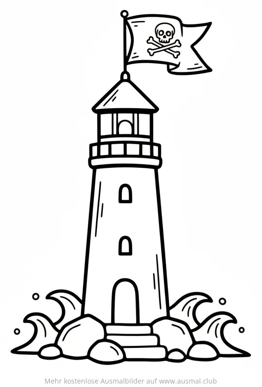 Leuchtturm mit Piratenflagge Ausmalbild