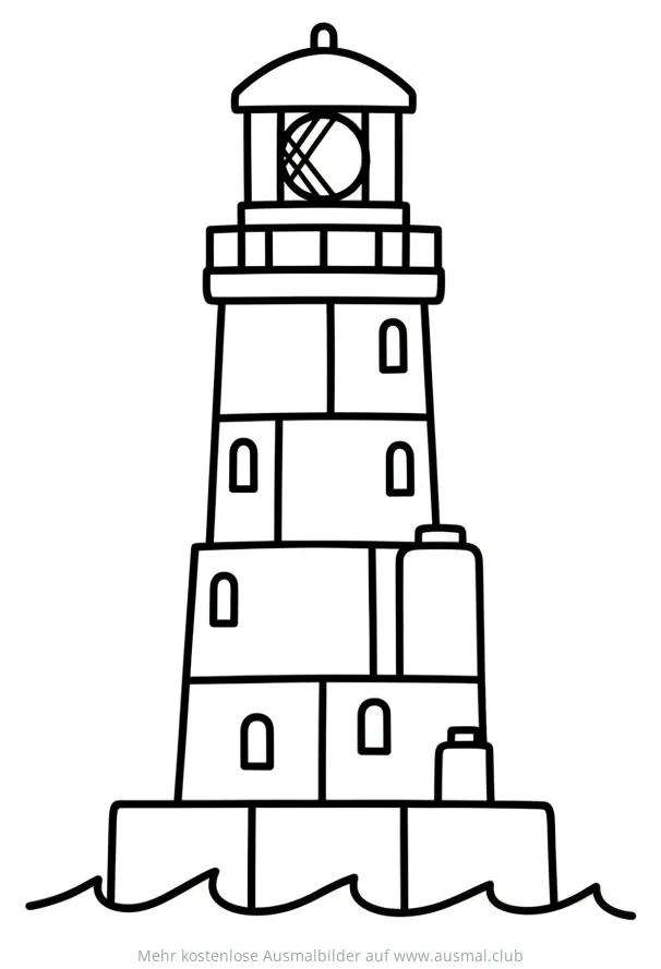 Leuchtturm Ausmalbild im Baustein-Stil