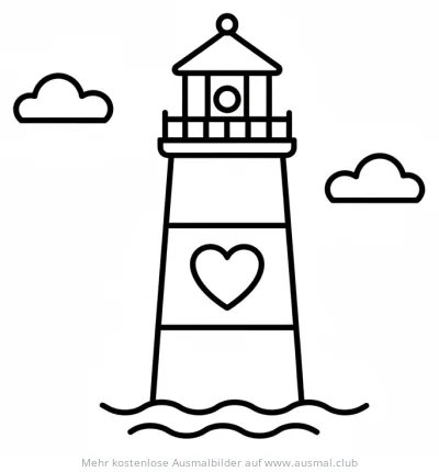 Leuchtturm mit Herz Ausmalbild