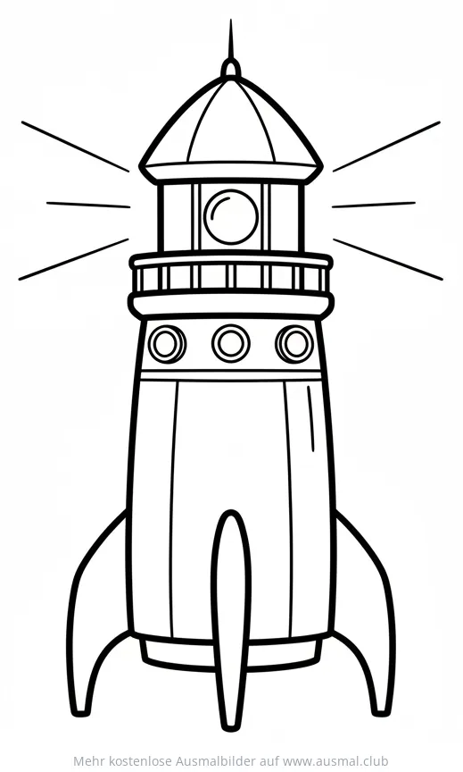 Leuchtturm als Rakete Ausmalbild