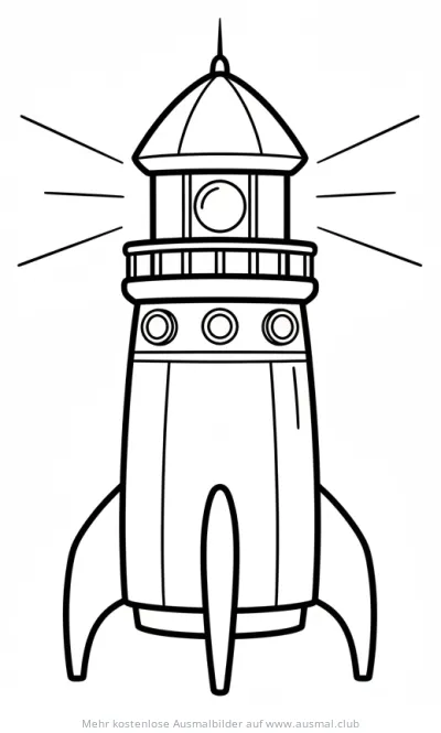 Leuchtturm als Rakete Ausmalbild