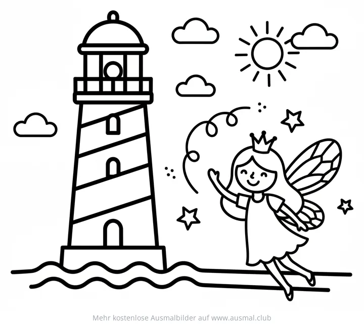 Leuchtturm und Fee Ausmalbild