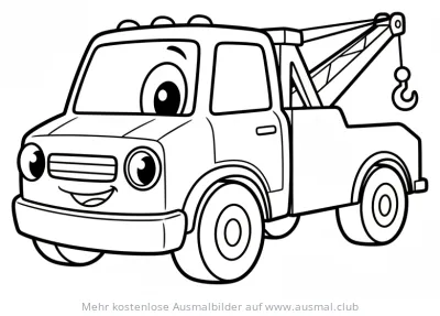 Freundlicher Abschleppwagen Ausmalbild mit großen Augen