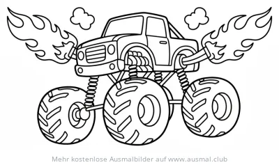 Flammen Monster Truck Ausmalbild