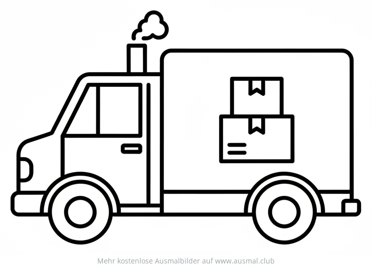 Lieferwagen Ausmalbild mit Paketen
