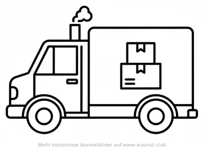 Lieferwagen Ausmalbild mit Paketen