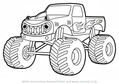 Hai Monster Truck Ausmalbild