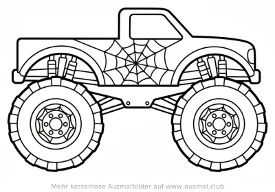 Monster Truck mit Spinnennetz Ausmalbild