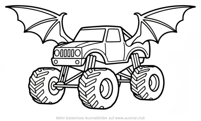 Fledermaus Monster Truck Ausmalbild