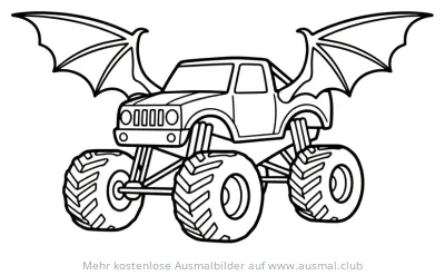 Fledermaus Monster Truck Ausmalbild
