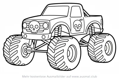 Monster Truck mit Schädel Ausmalbild