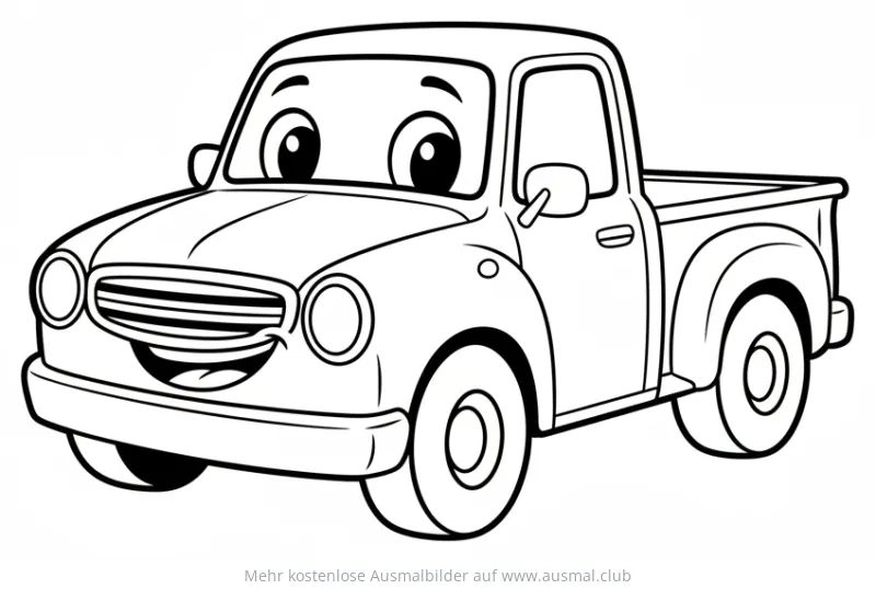 Lustiger LKW mit Gesicht Ausmalbild