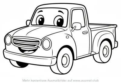 Lustiger LKW mit Gesicht Ausmalbild