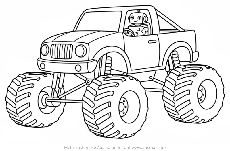 Roboter in Monster Truck Ausmalbild
