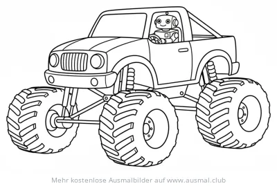Roboter in Monster Truck Ausmalbild