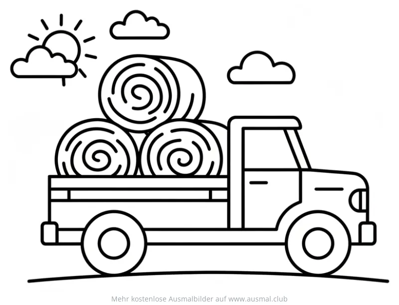 Heu Truck mit Strohballen Ausmalbild