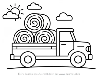 Heu Truck mit Strohballen Ausmalbild