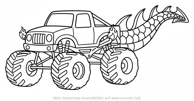 Drachen Monster Truck Ausmalbild