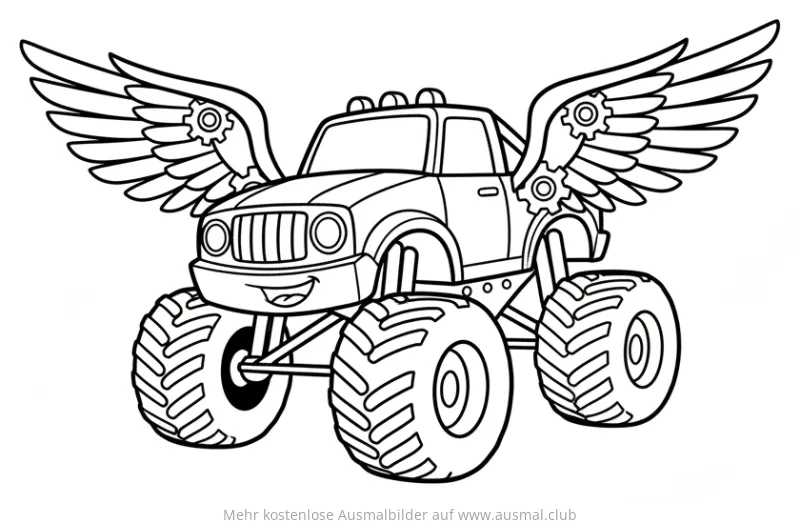 Monstertruck mit Flügeln Ausmalbild