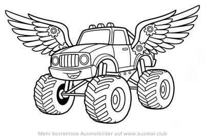 Monstertruck mit Flügeln Ausmalbild
