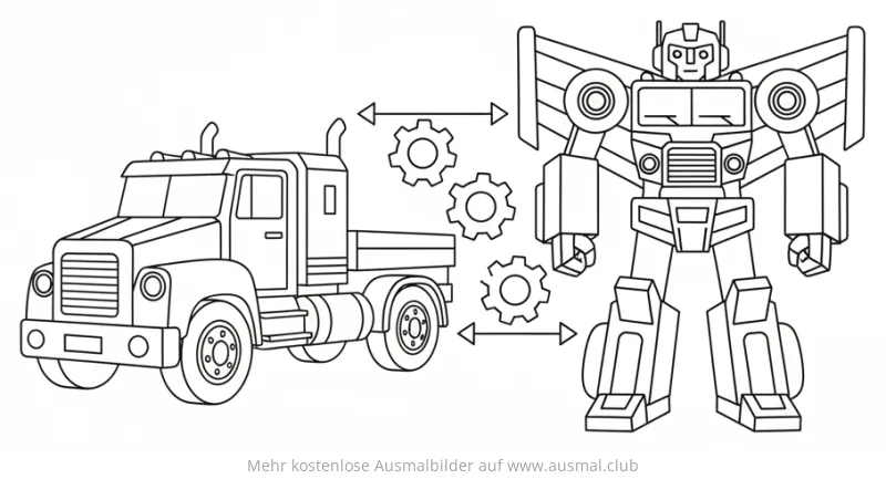 LKW verwandelt sich in Roboter Ausmalbild