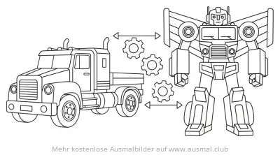 LKW verwandelt sich in Roboter Ausmalbild