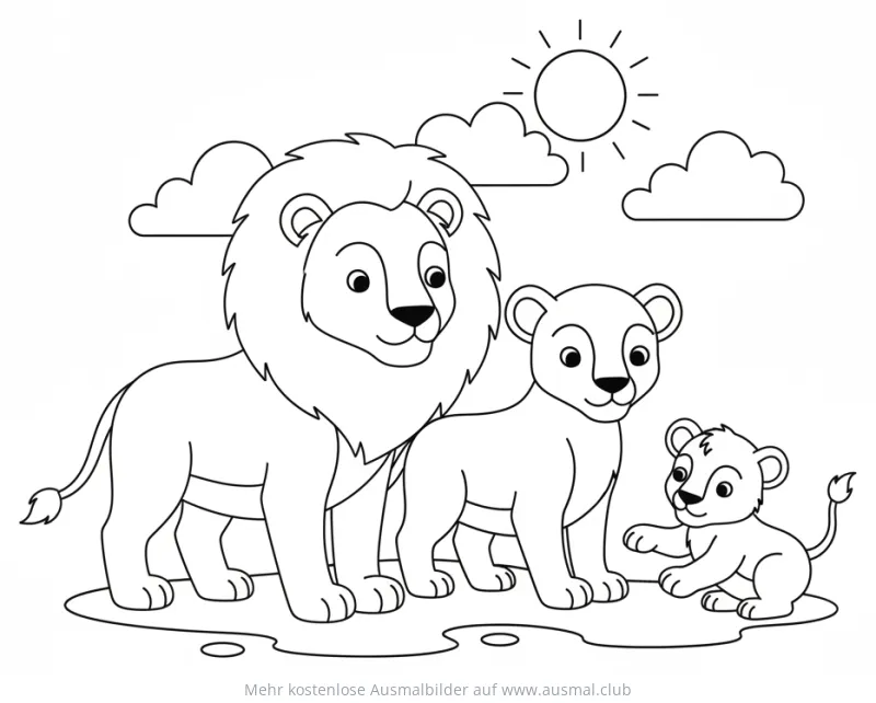 Löwenfamilie Ausmalbild