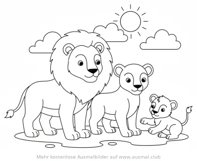 Löwenfamilie Ausmalbild